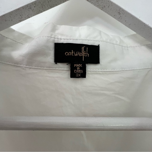 Ontwelfth White Brown Top, size 3X, lovely fabric gem buttons quality material - Picture 3 of 11